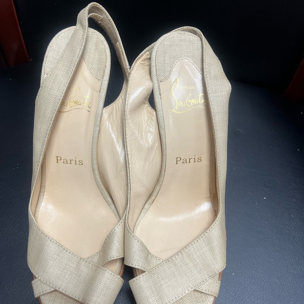 Christian Louboutin Cream Slingback Heels